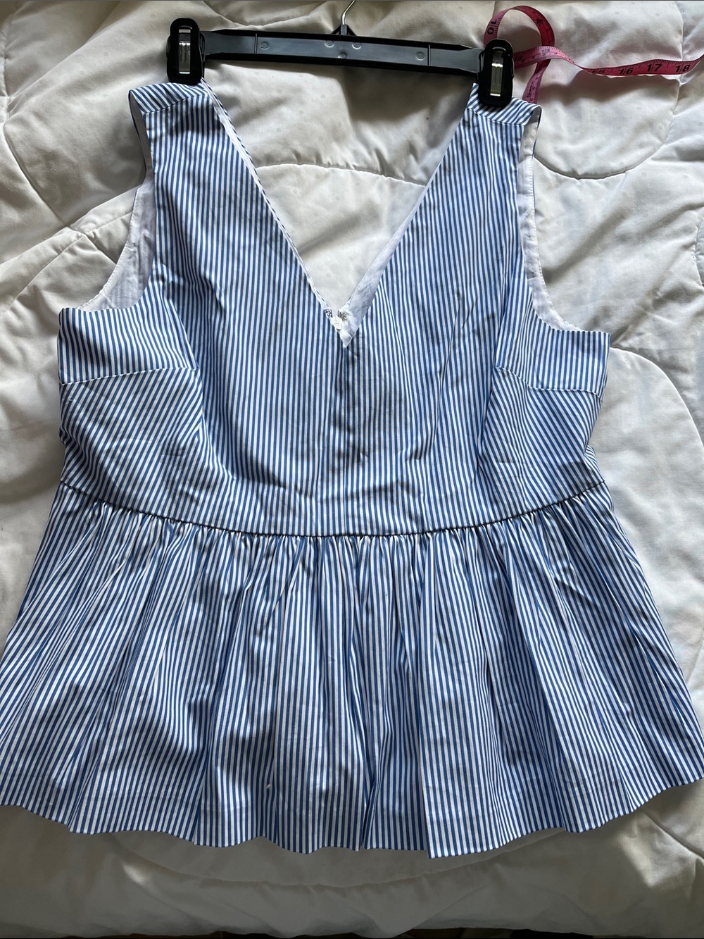 NWT J. Crew Blue and White Striped Peplum Top 10